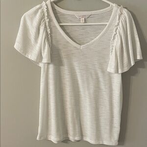 LC Lauren Conrad Cream Short Sleeve Top